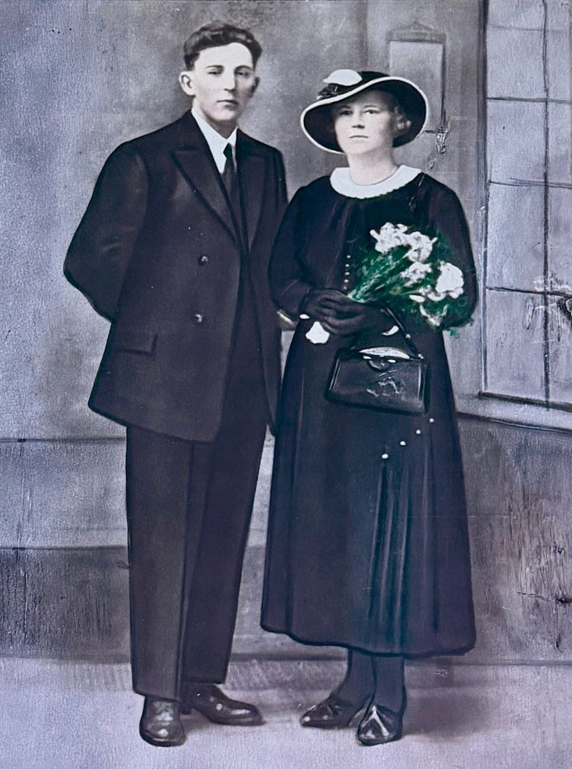 A wedding portrait of a couple